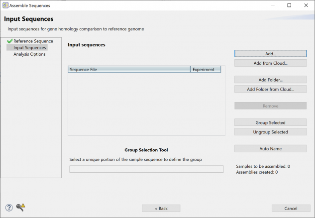 2024-02-08_16-36-15 Figure 2: Sample sequences are added in this wizard screen and can also be grouped into replicate sets.